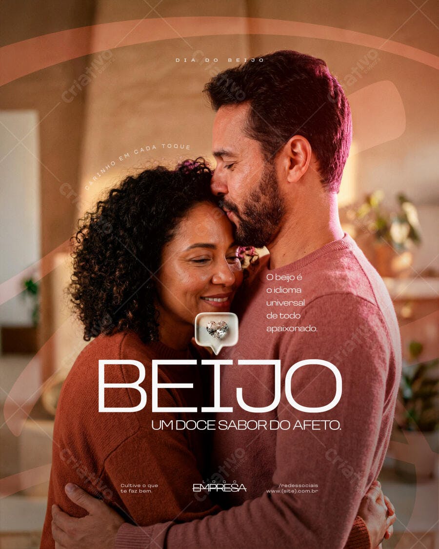 Post Instagram Dia do Beijo Casal Romântico PSD Editável