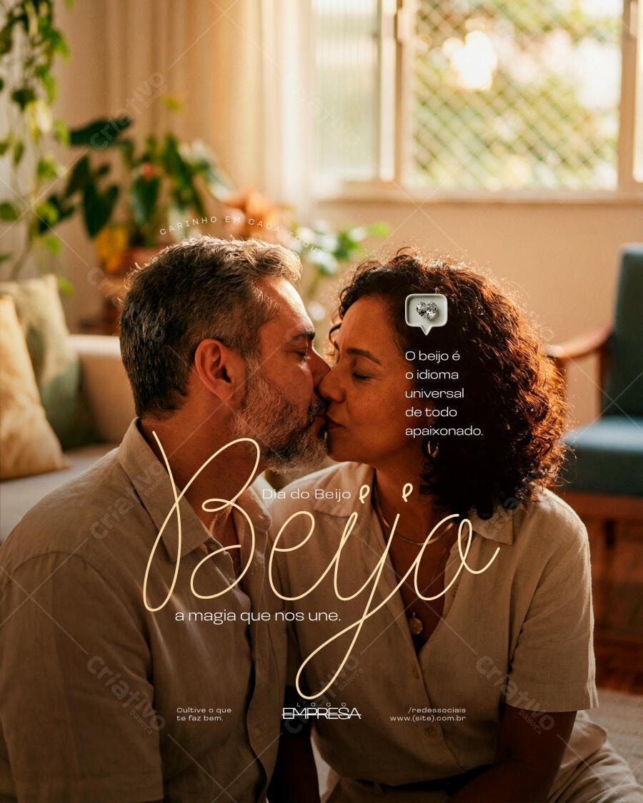Post Instagram Dia do Beijo Casal PSD Editável