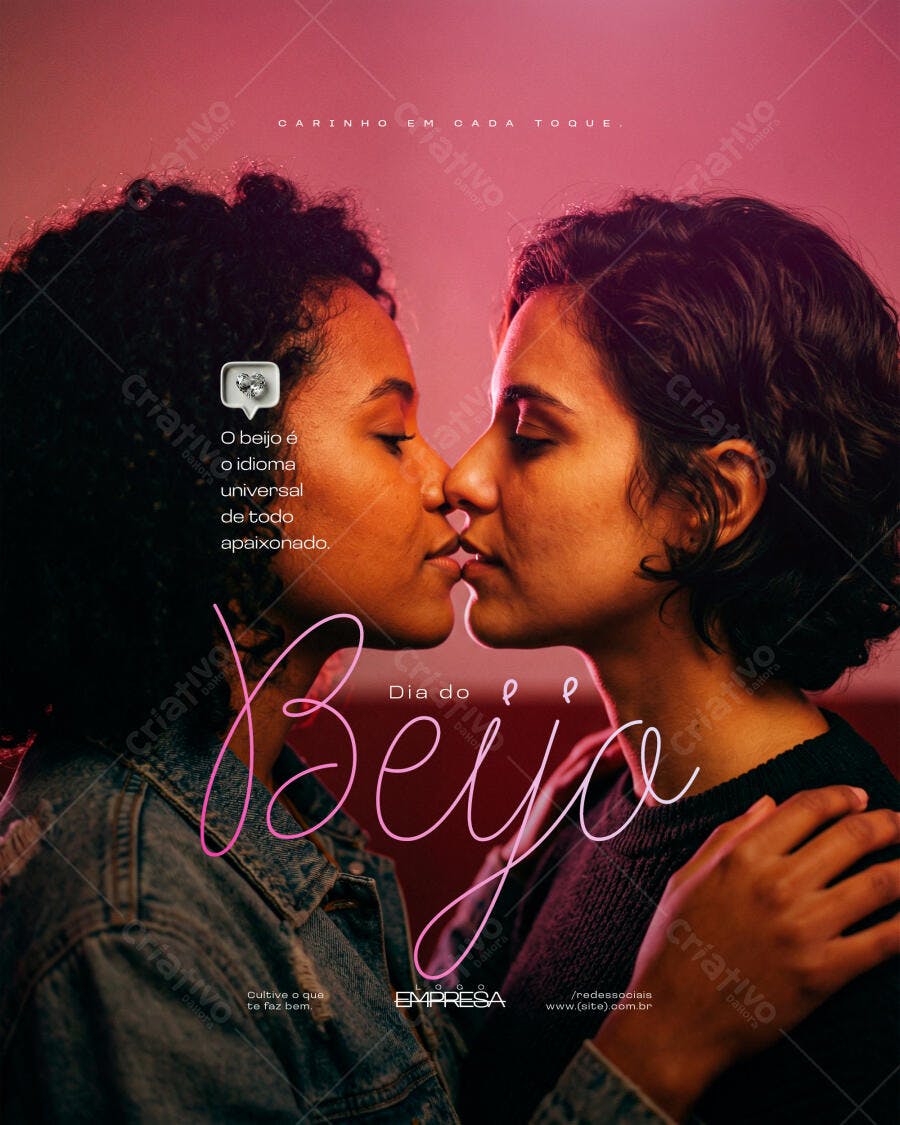 Post Instagram Dia do Beijo Casal PSD Editável