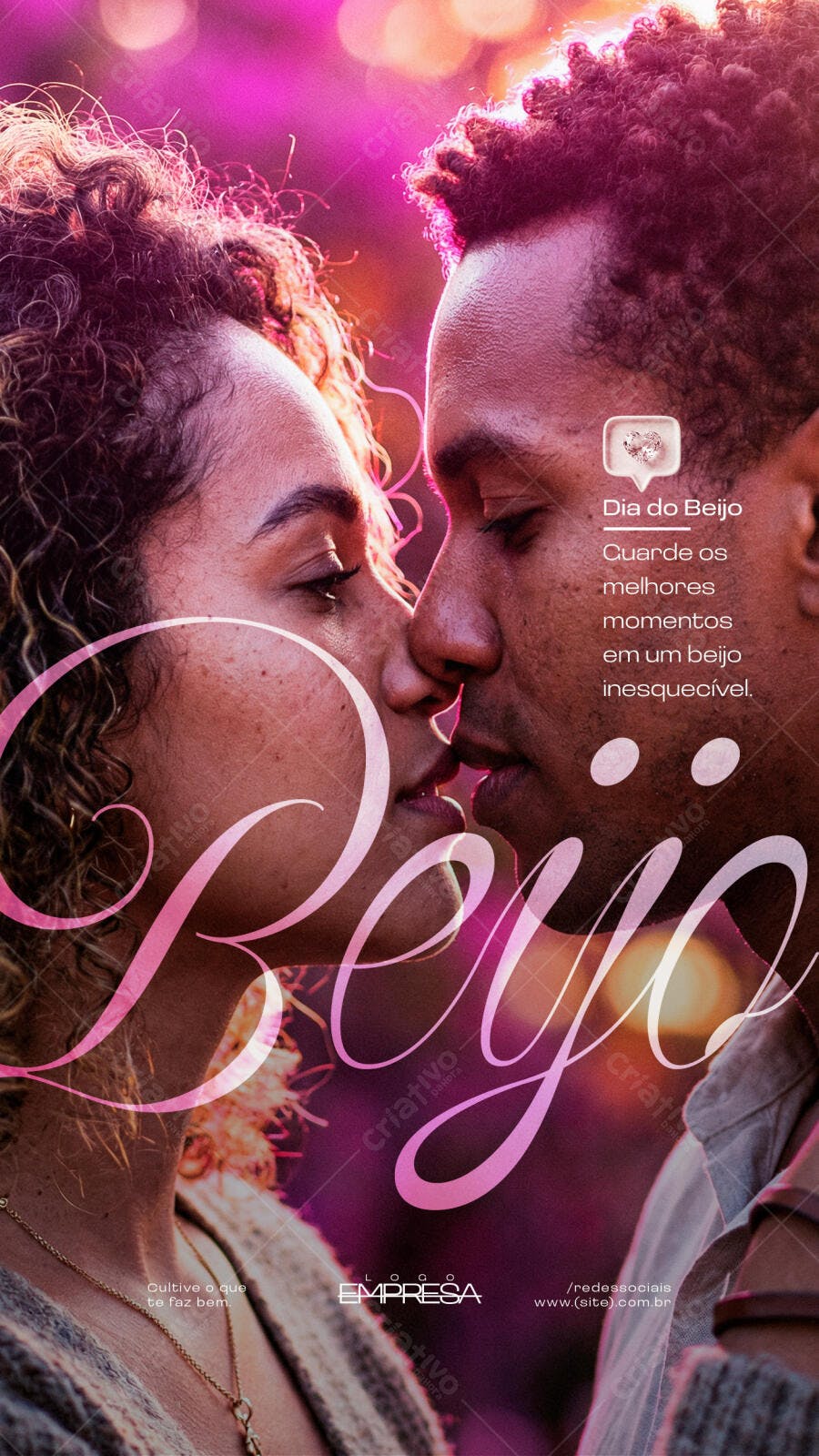 Story Instagram Dia do Beijo Casal Romântico PSD Editável