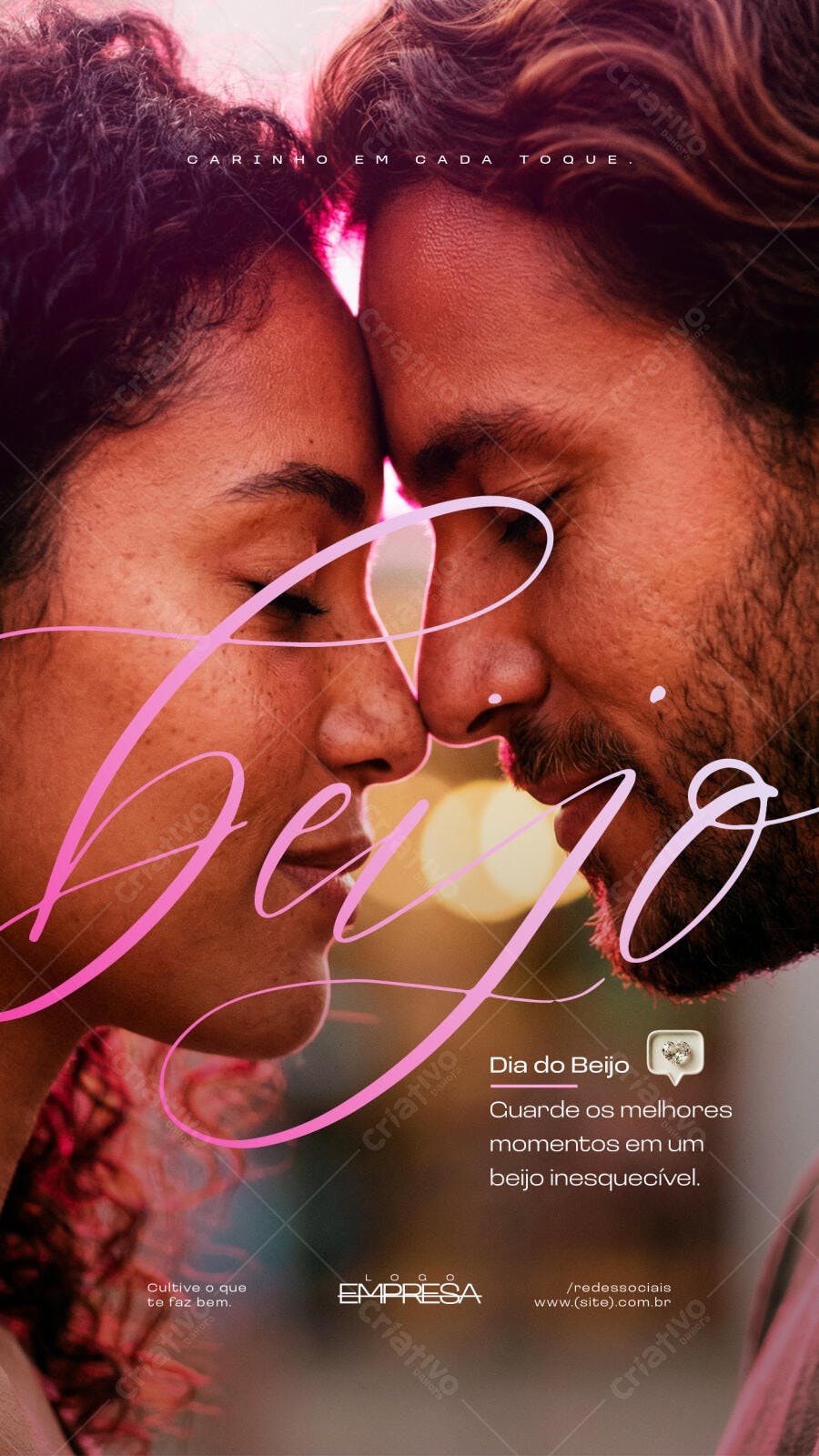 Story Instagram Dia do Beijo Casal PSD Editável