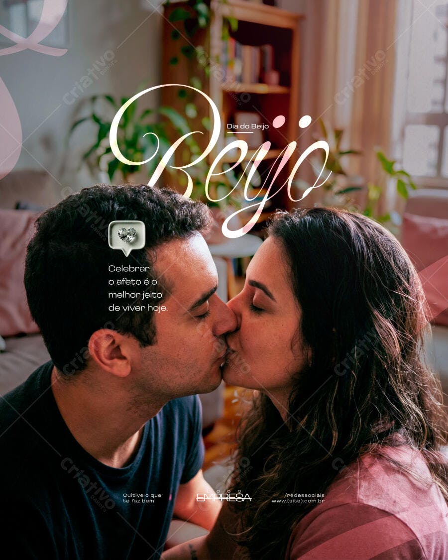Post Instagram Dia do Beijo Casal Romântico PSD Editável