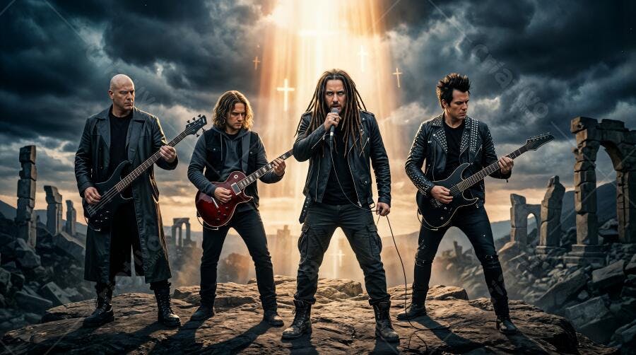Foto Banda de Rock Heavy Metal Palco Apocalíptico Luz Divina