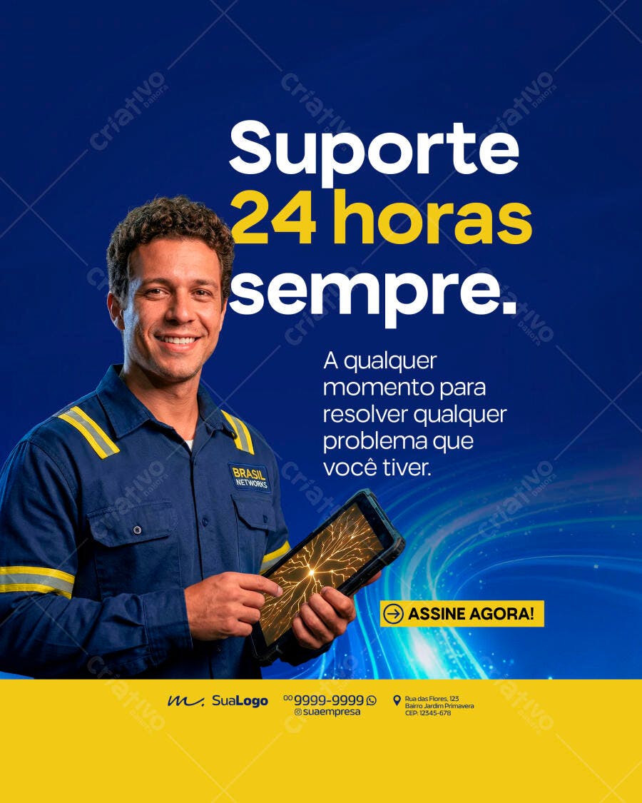 Suporte 24 Horas Empresa PSD Editável