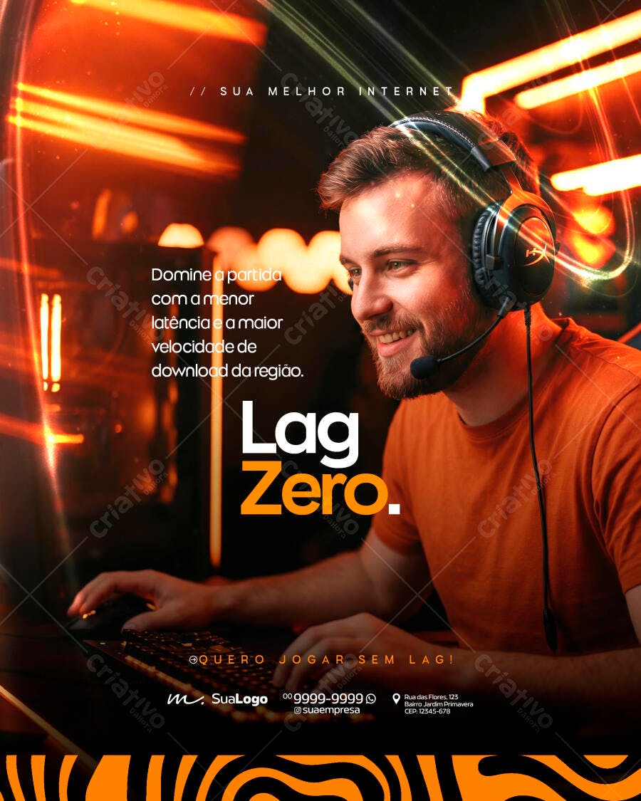 Banner Internet Gamer Lag Zero PSD Editável
