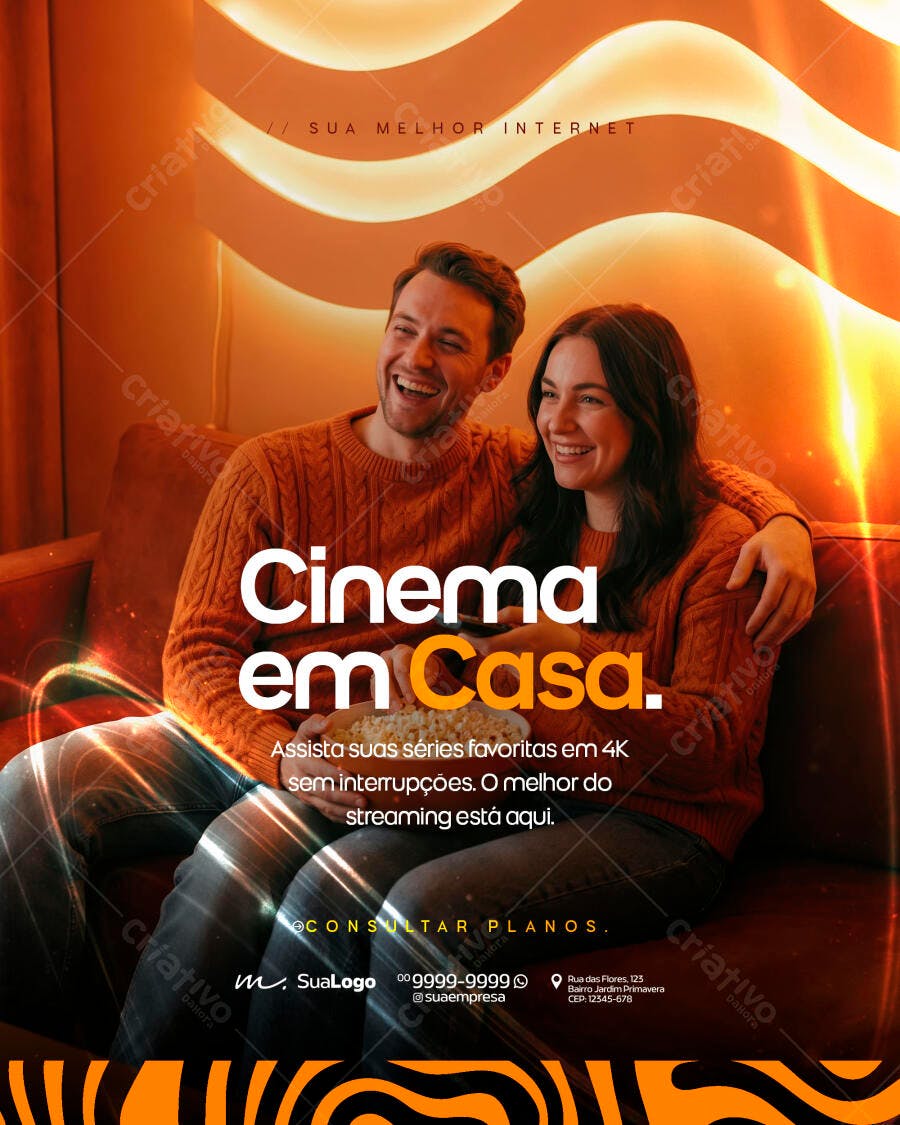 Social Media Cinema em Casa Internet PSD Editável
