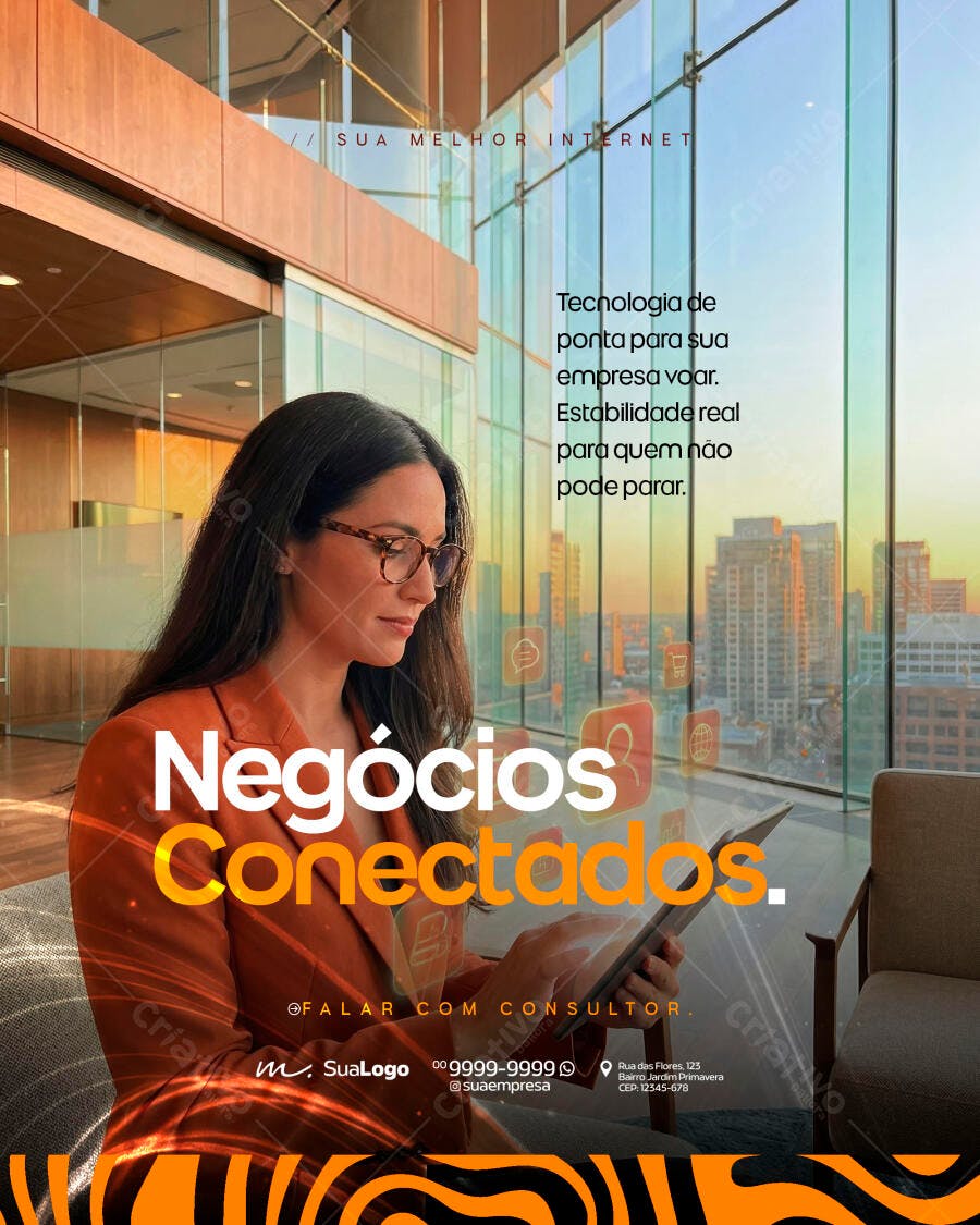 Banner Negócios Conectados Tecnologia PSD Editável