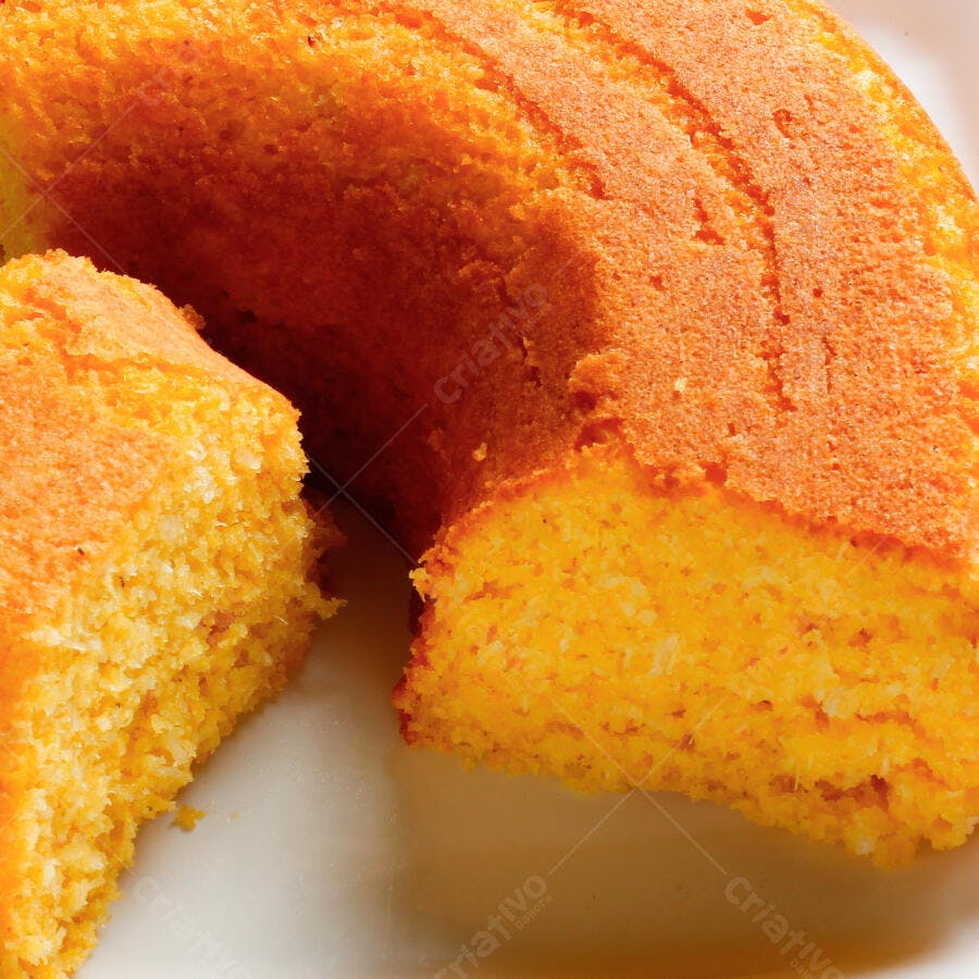 Foto Bolo de Cenoura Caseiro Fatiado Fundo Branco