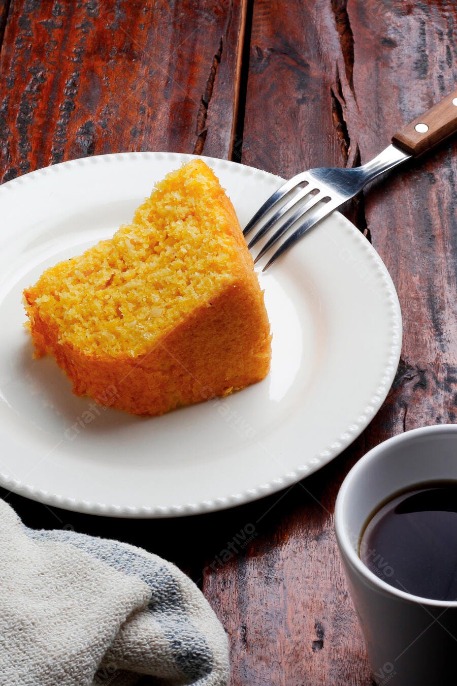 Foto Bolo de Fubá Fatia Café da Manhã Rústico