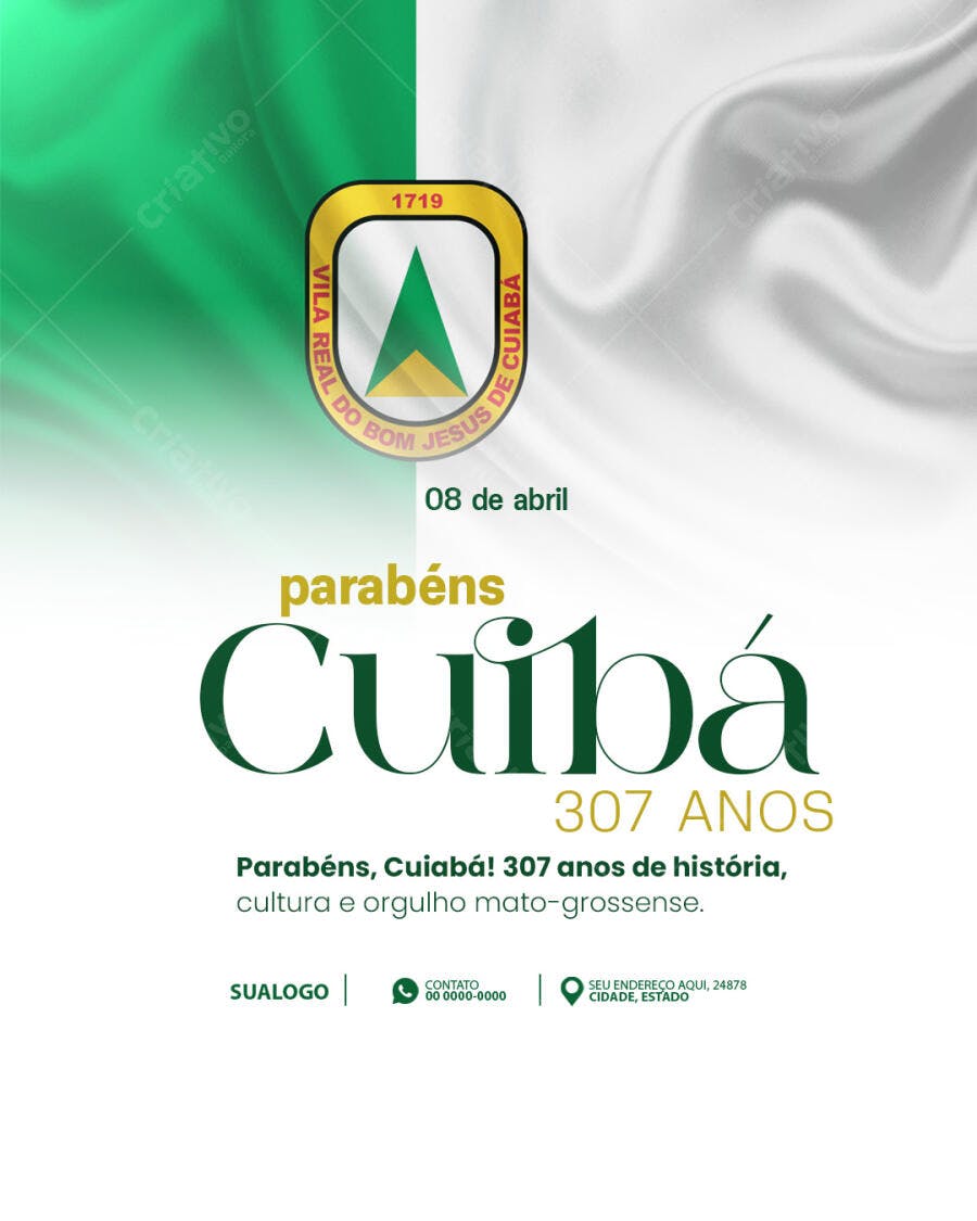 Post Instagram Aniversário Cuiabá 307 Anos PSD Editável