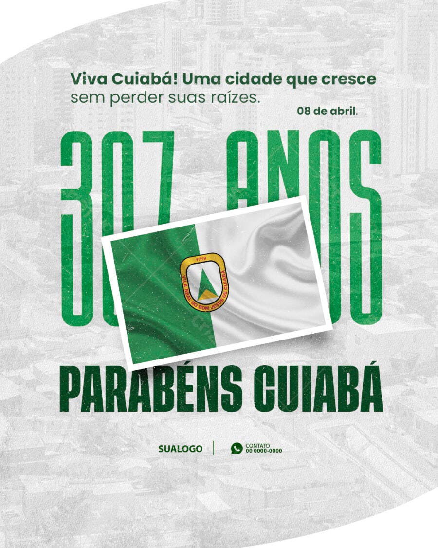 Post Instagram Aniversário Cuiabá 307 Anos PSD Editável