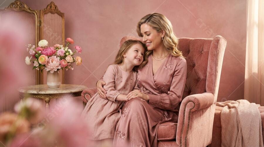 Foto Mãe e Filha Abraçadas Carinho Dia das Mães