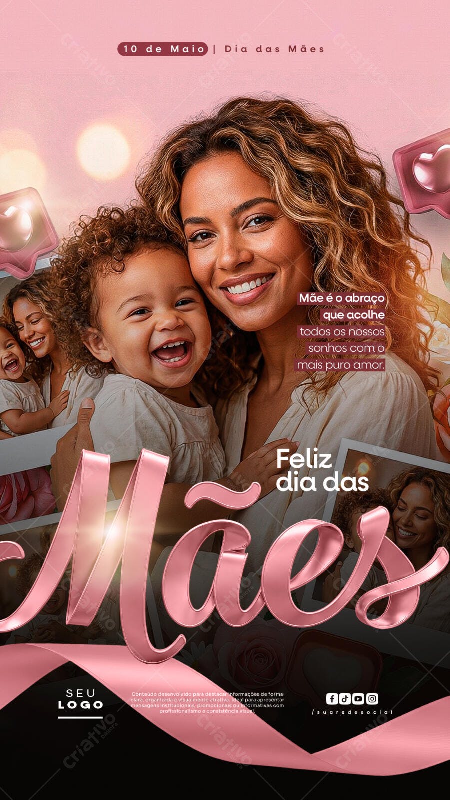 Story Dia das Mães Maio PSD Editável Rosa
