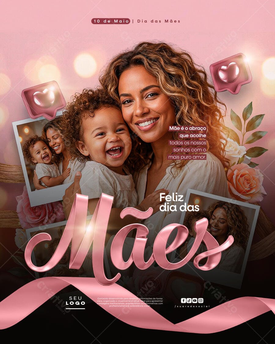 Post Dia das Mães Maio Família PSD Editável