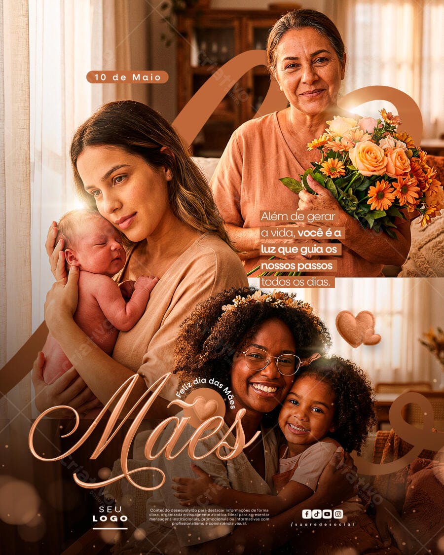 Post Dia das Mães Maio Família Amor PSD Editável