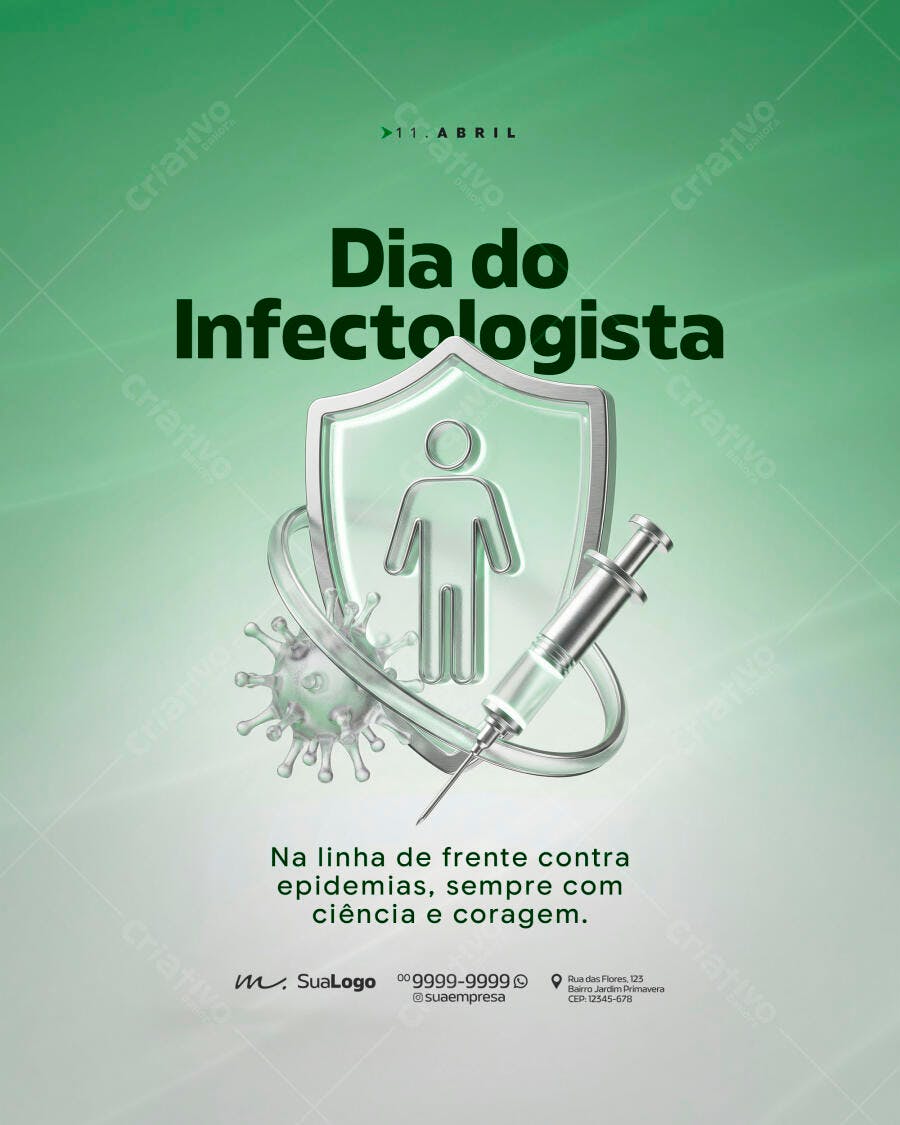 Post Instagram Dia do Infectologista 11 de Abril PSD Editável