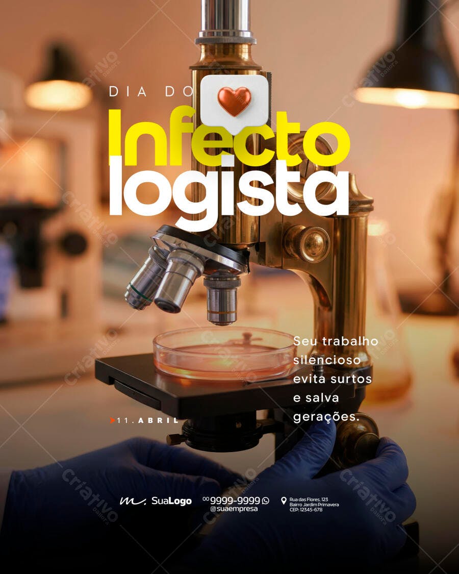 Post Instagram Dia do Infectologista 11 de Abril PSD Editável