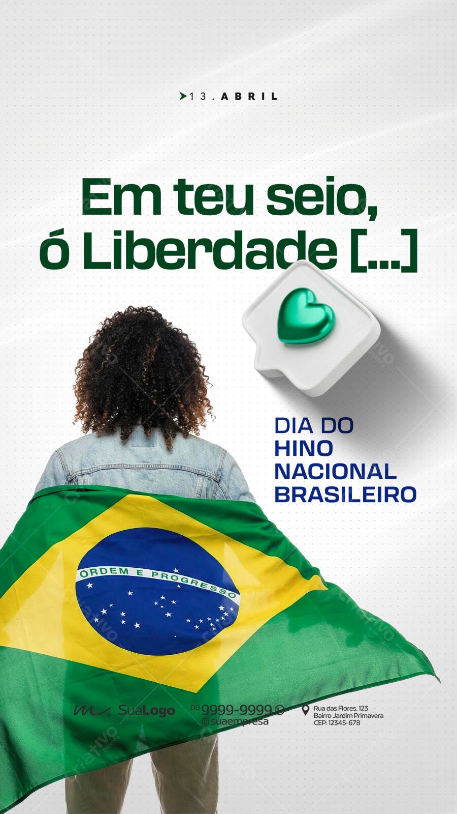 Story Instagram Dia do Hino Nacional Brasileiro PSD Editável