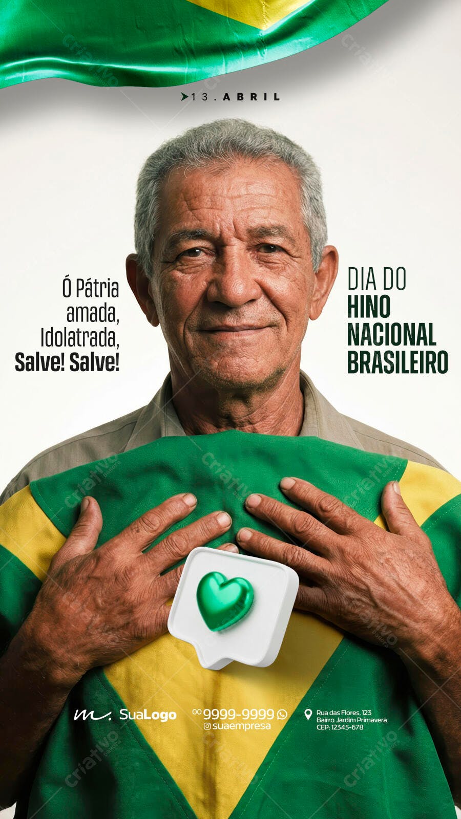 Post Instagram Dia do Hino Nacional Brasileiro PSD Editável