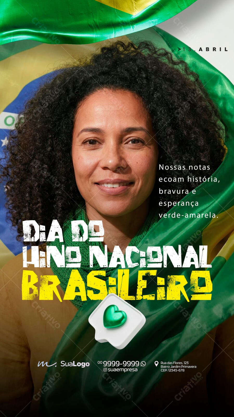 Story Dia do Hino Nacional Brasileiro Abril PSD Editável