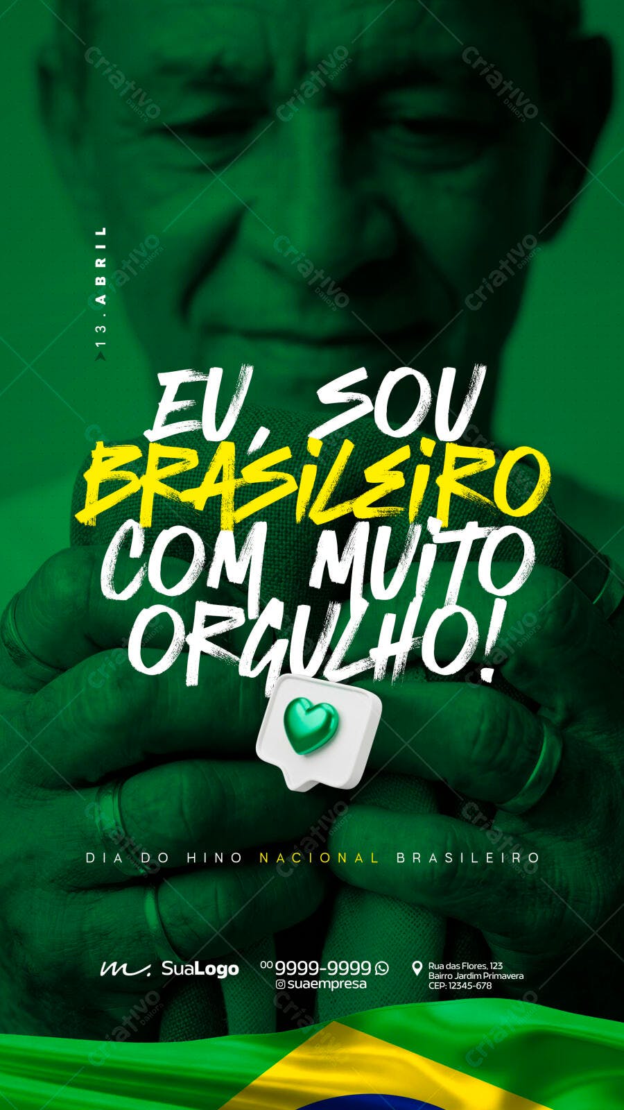 Post Instagram Dia do Hino Nacional Brasileiro PSD Editável