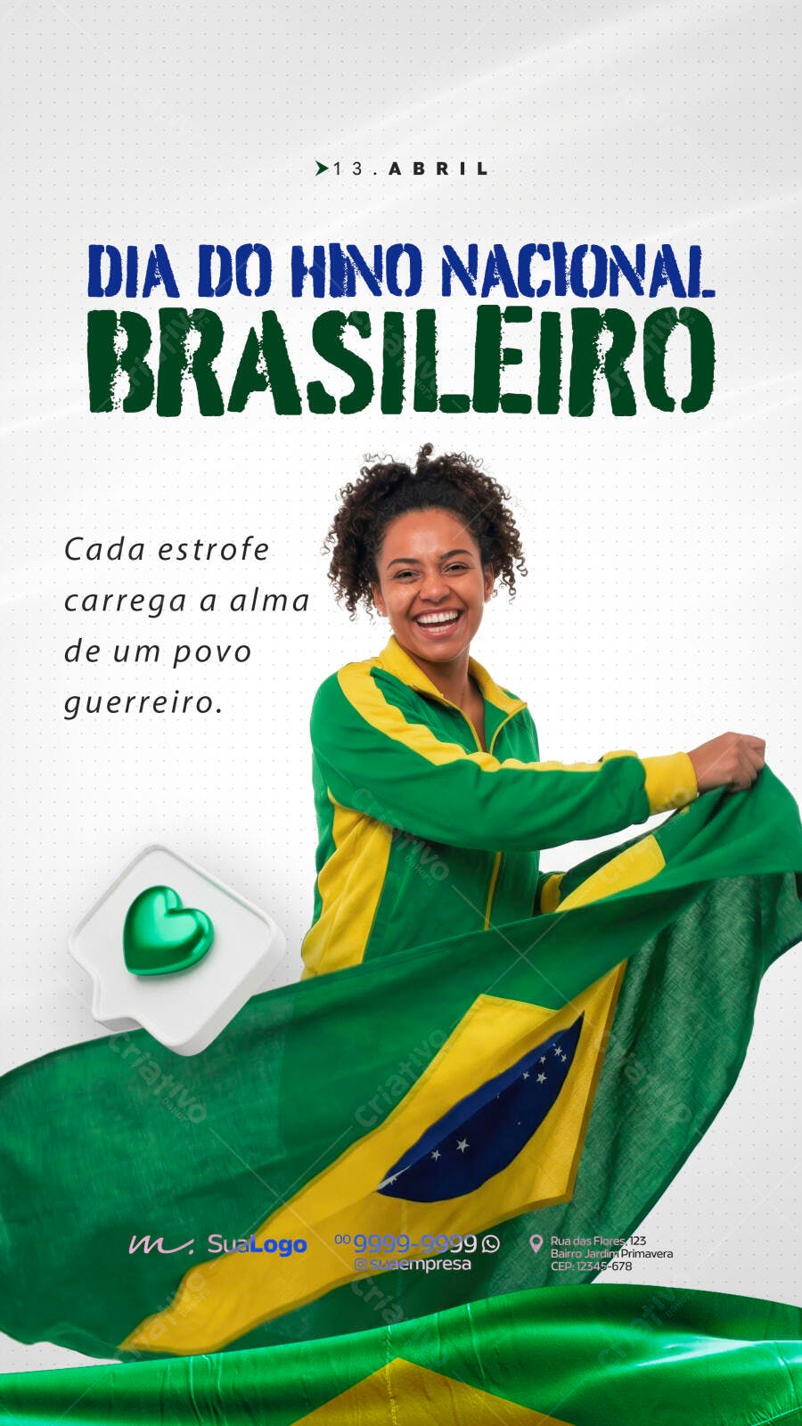 Post Instagram Dia do Hino Nacional Brasileiro PSD Editável