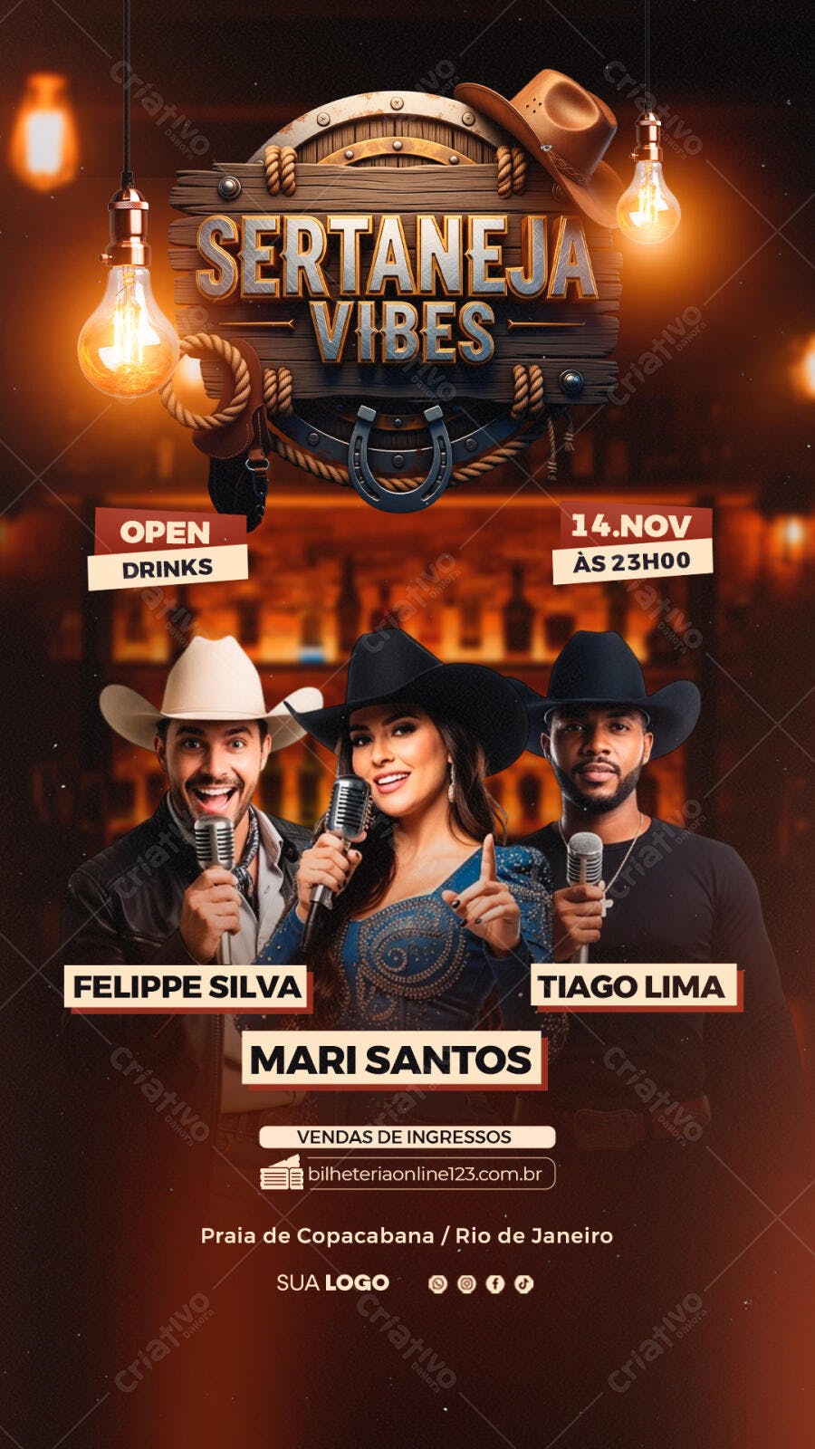 Flyer Sertaneja Vibes Show Sertanejo PSD Editável