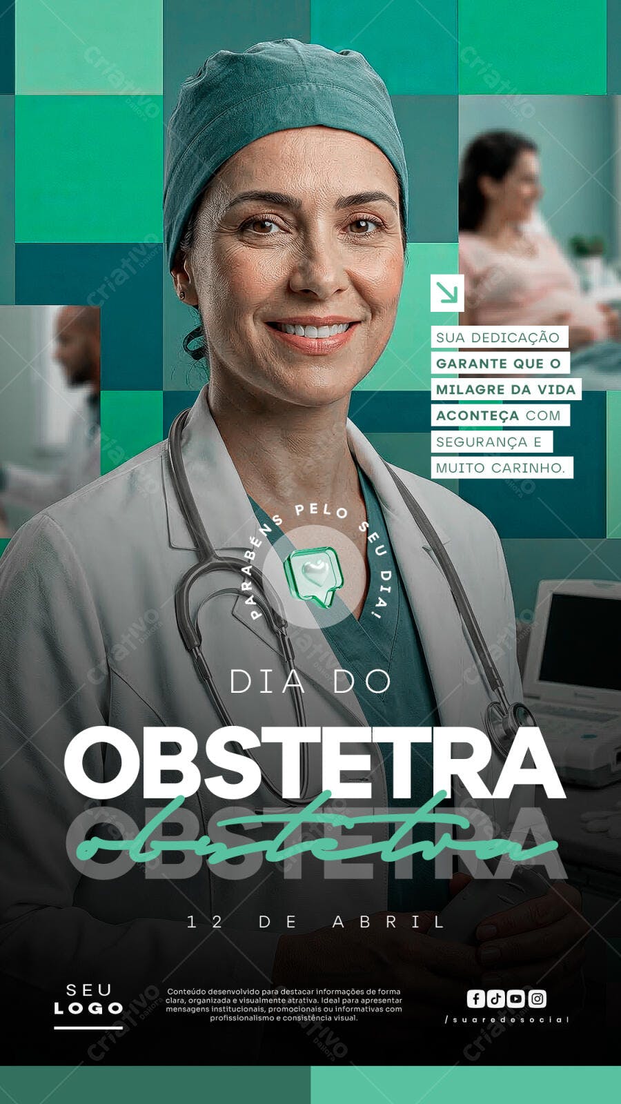 Post Dia do Obstetra 12 de Abril Clínica Médica PSD Editável