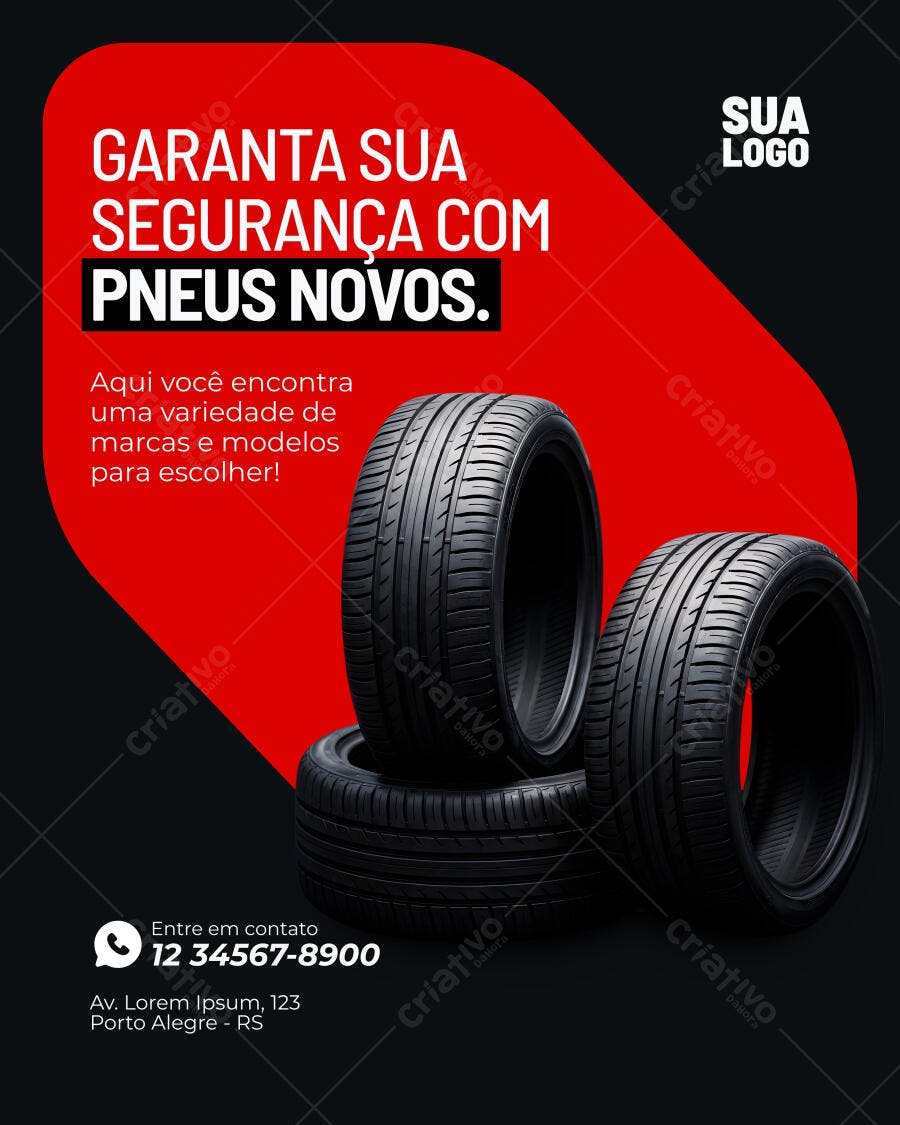 Template Canva Post Instagram Pneus Automotivo Moderno Editável