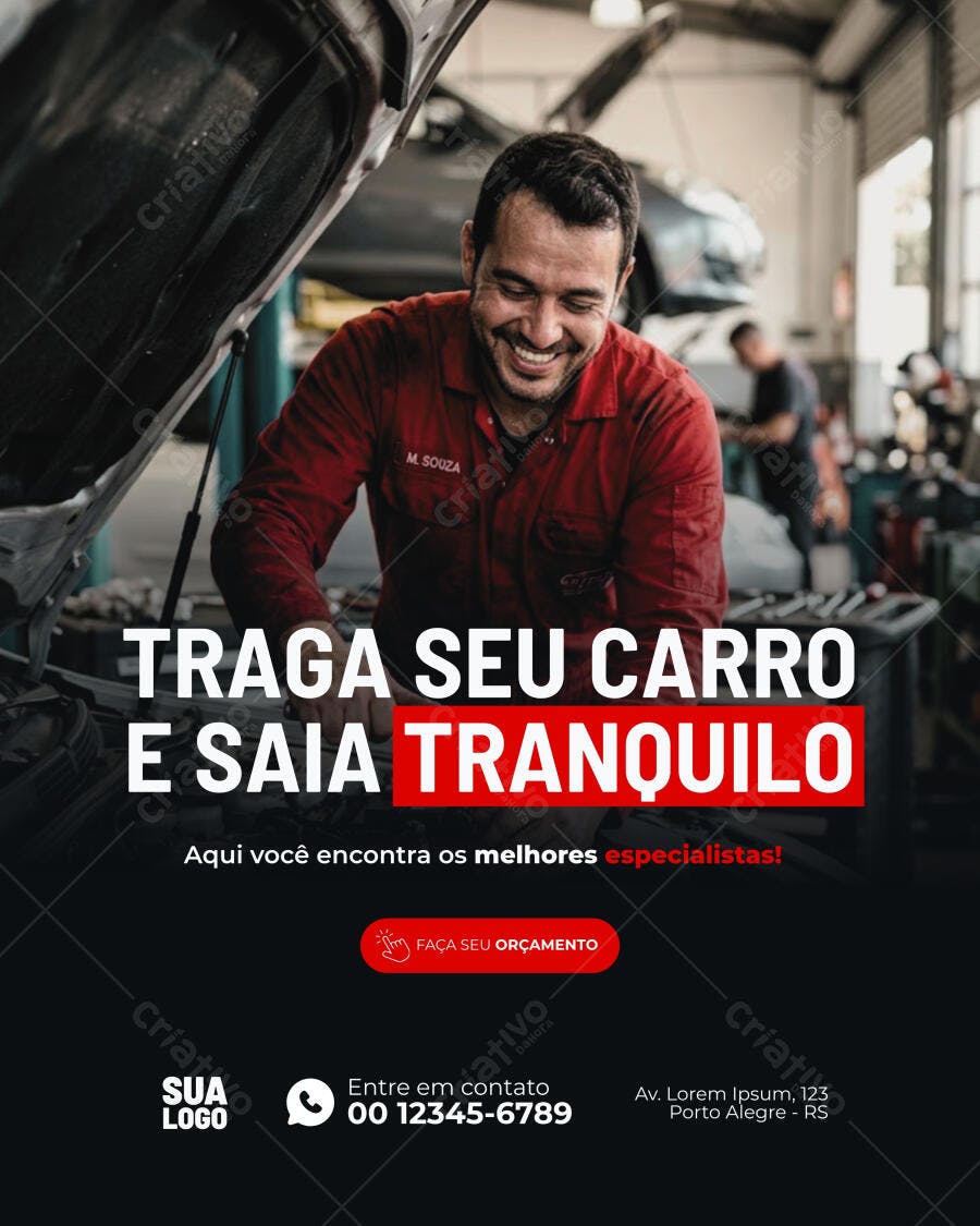 Template Canva Post Instagram Auto Center Mecânica Moderno Editável
