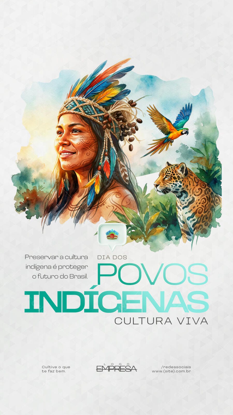 Post Instagram Dia dos Povos Indígenas Cultura Viva PSD Editável
