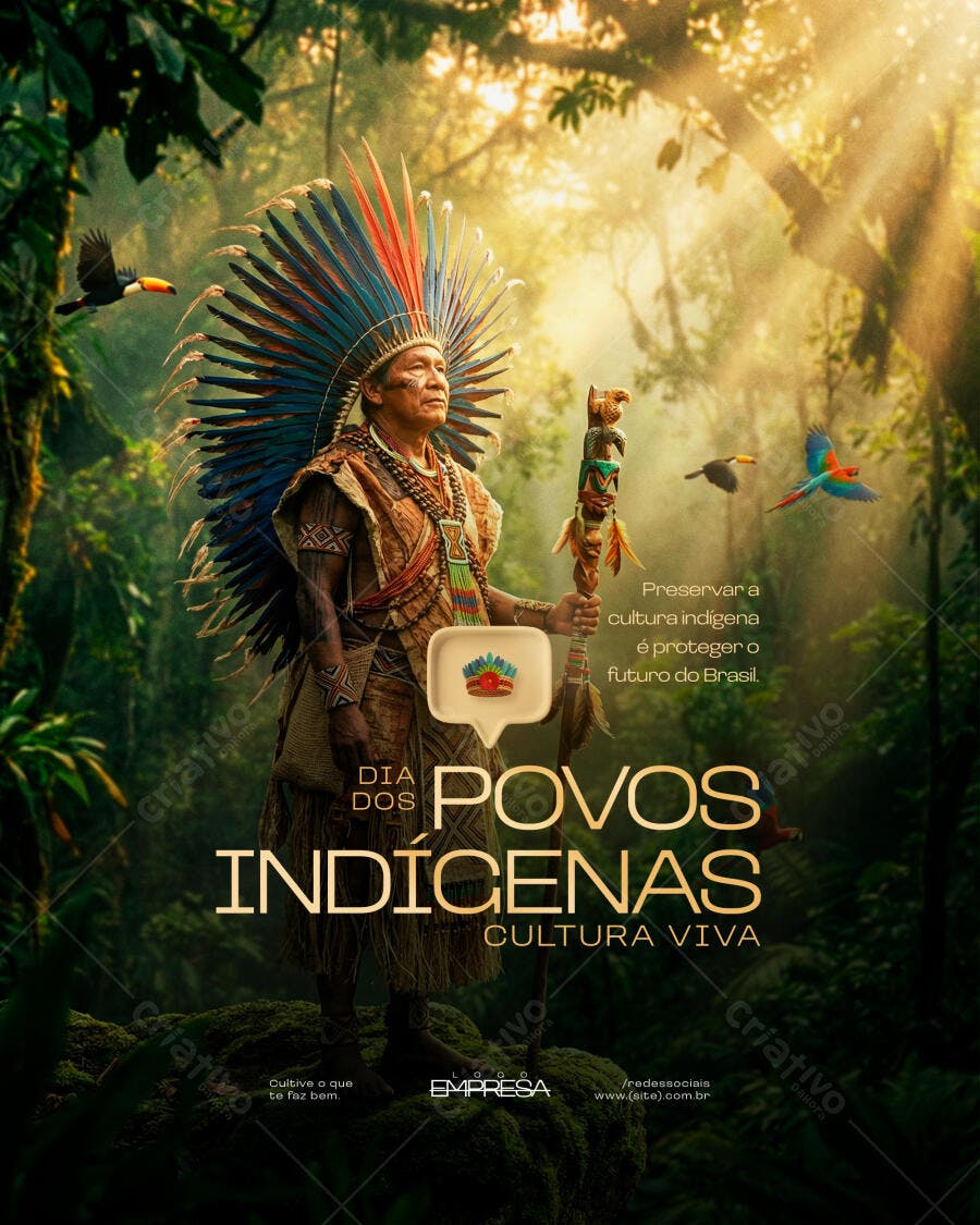 Post Instagram Dia dos Povos Indígenas Cultura Viva PSD Editável