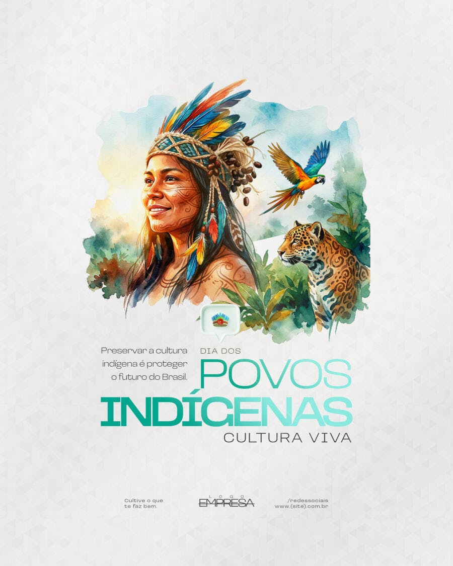 Post Dia dos Povos Indígenas Cultura Viva PSD Editável