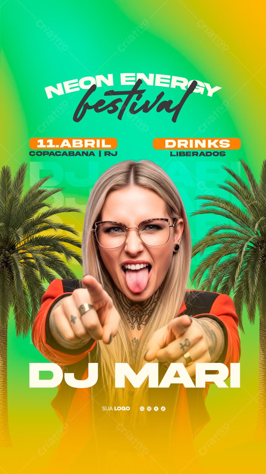 Story Instagram Festival Neon Energy PSD Editável