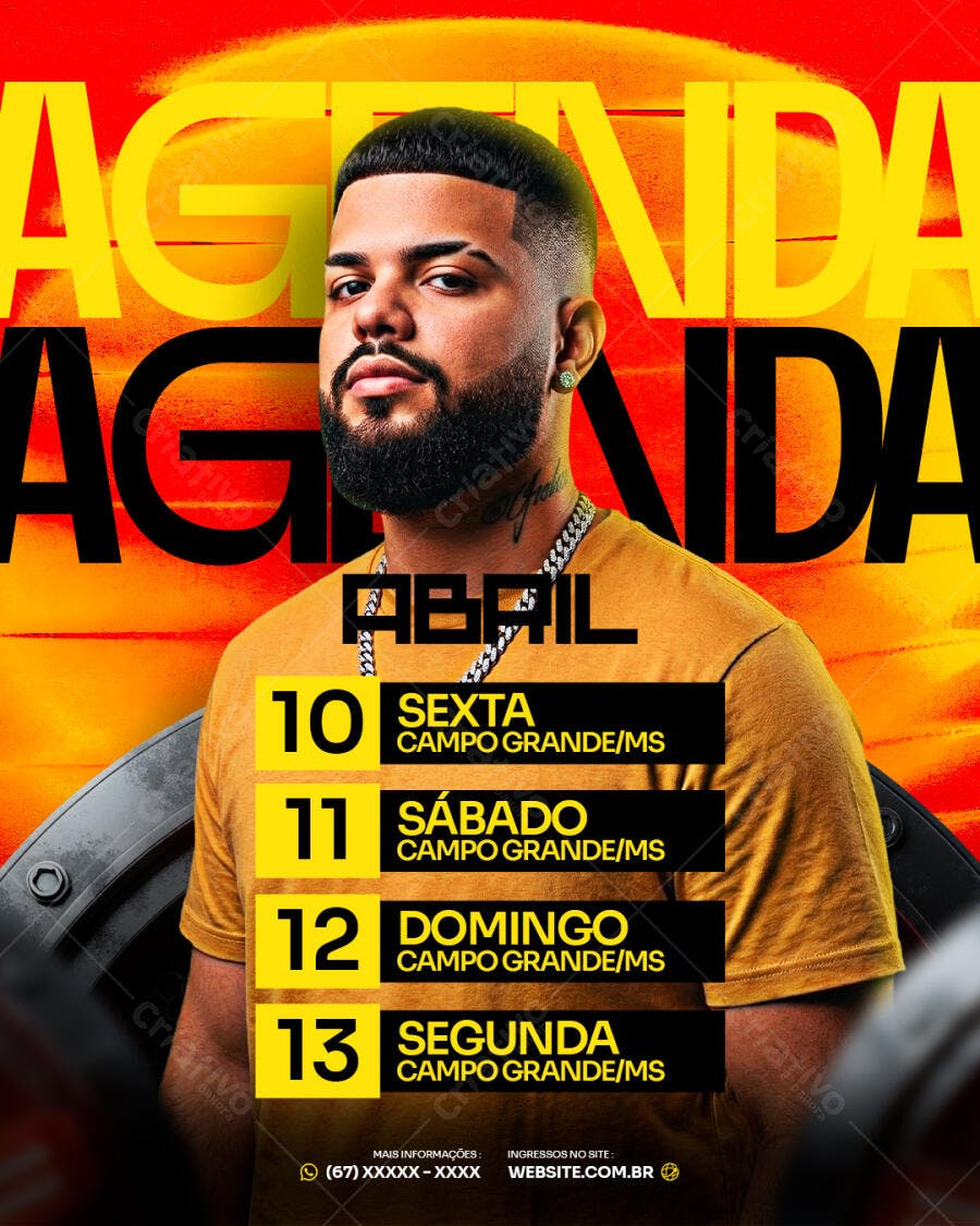 Agenda de Shows Abril Campo Grande PSD Editável