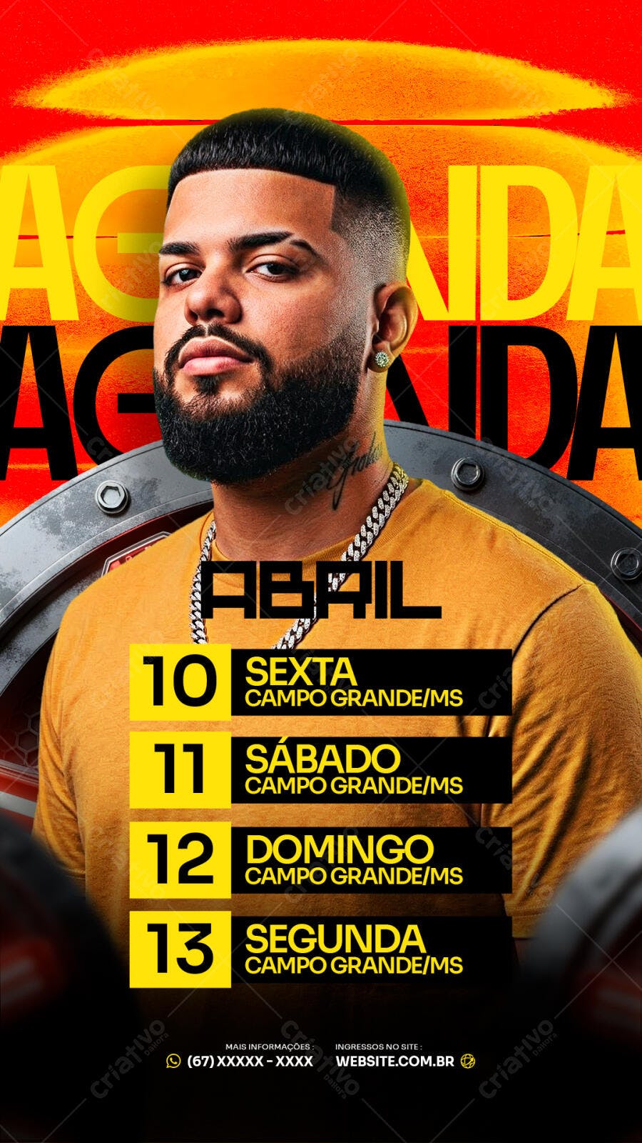 Post Agenda Show Abril Artista PSD Editável