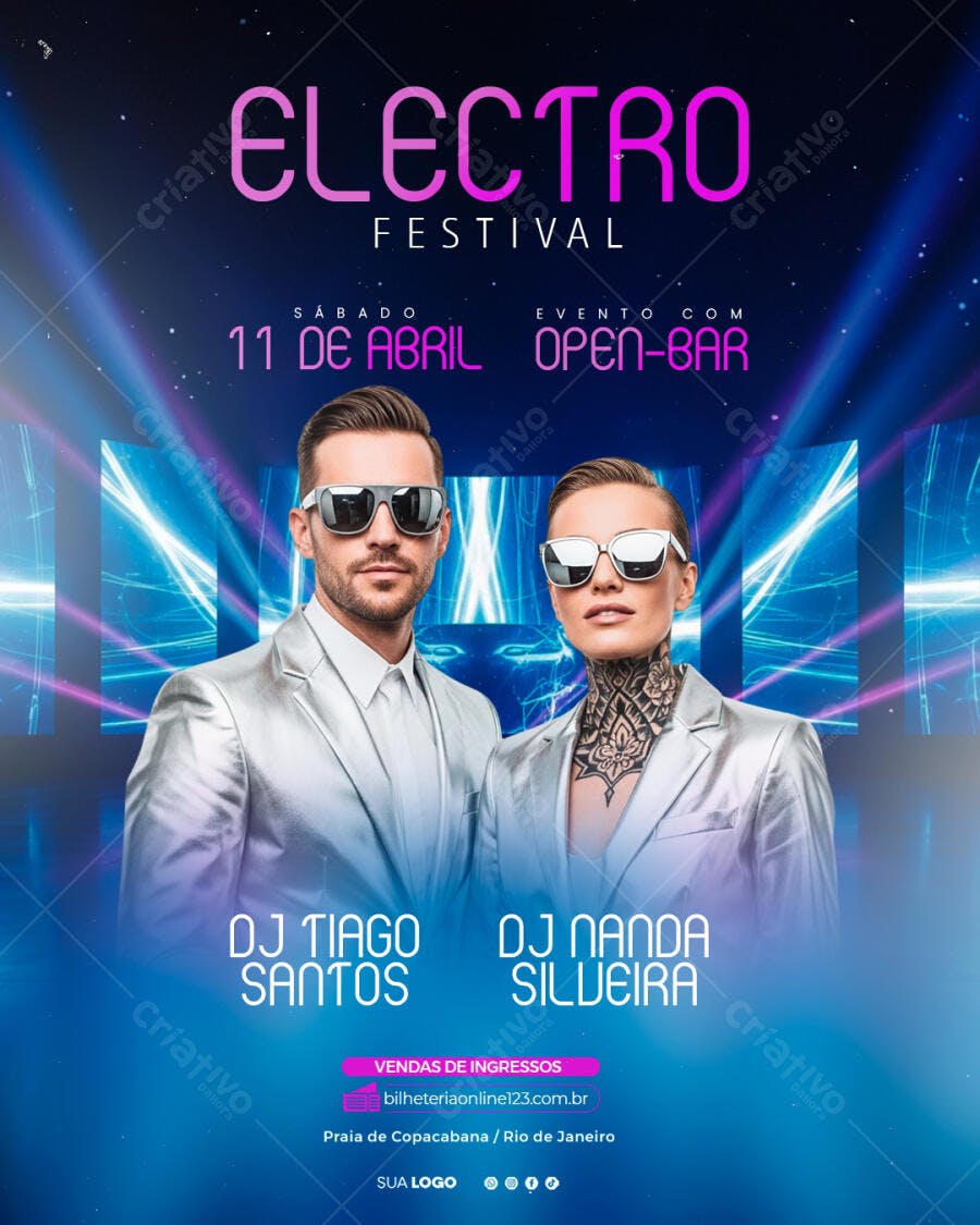Flyer Electro Festival Open Bar PSD Editável