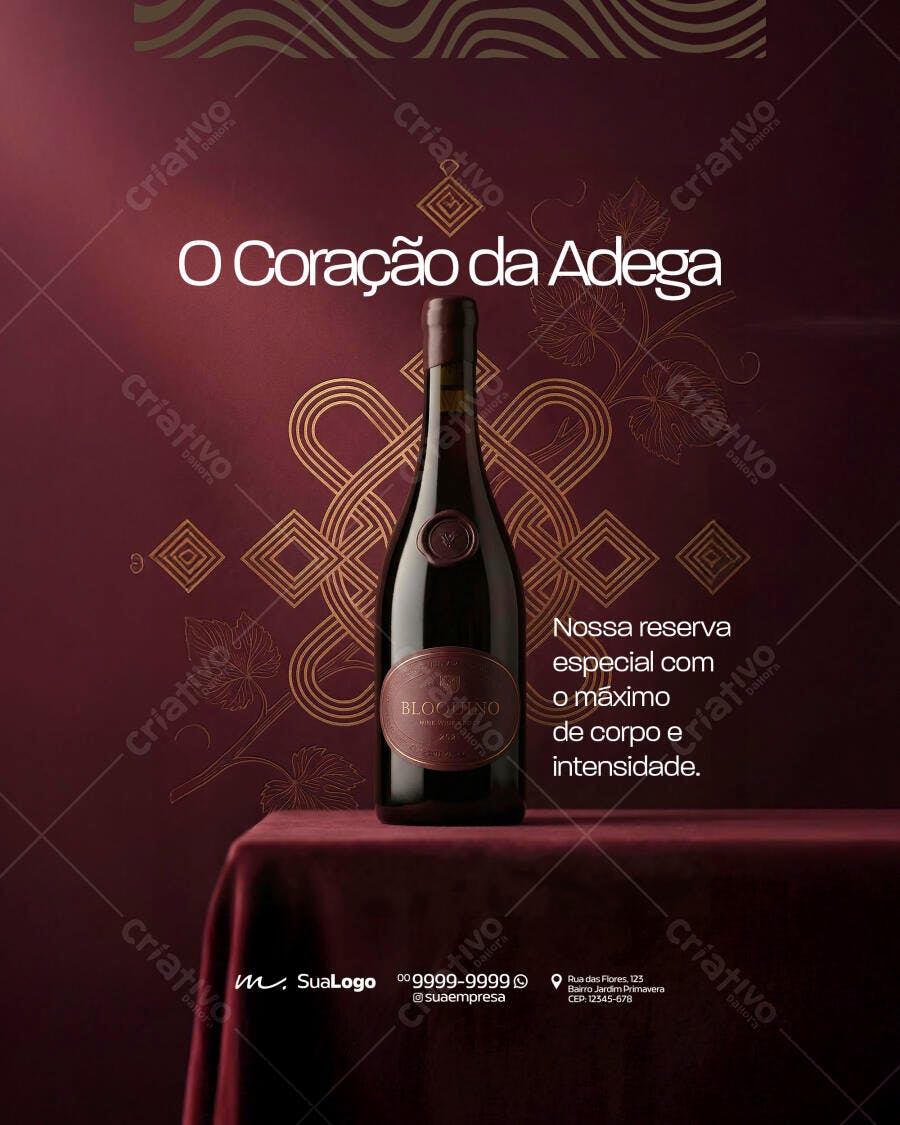 Post Instagram Vinho Adega Reserva PSD Editável