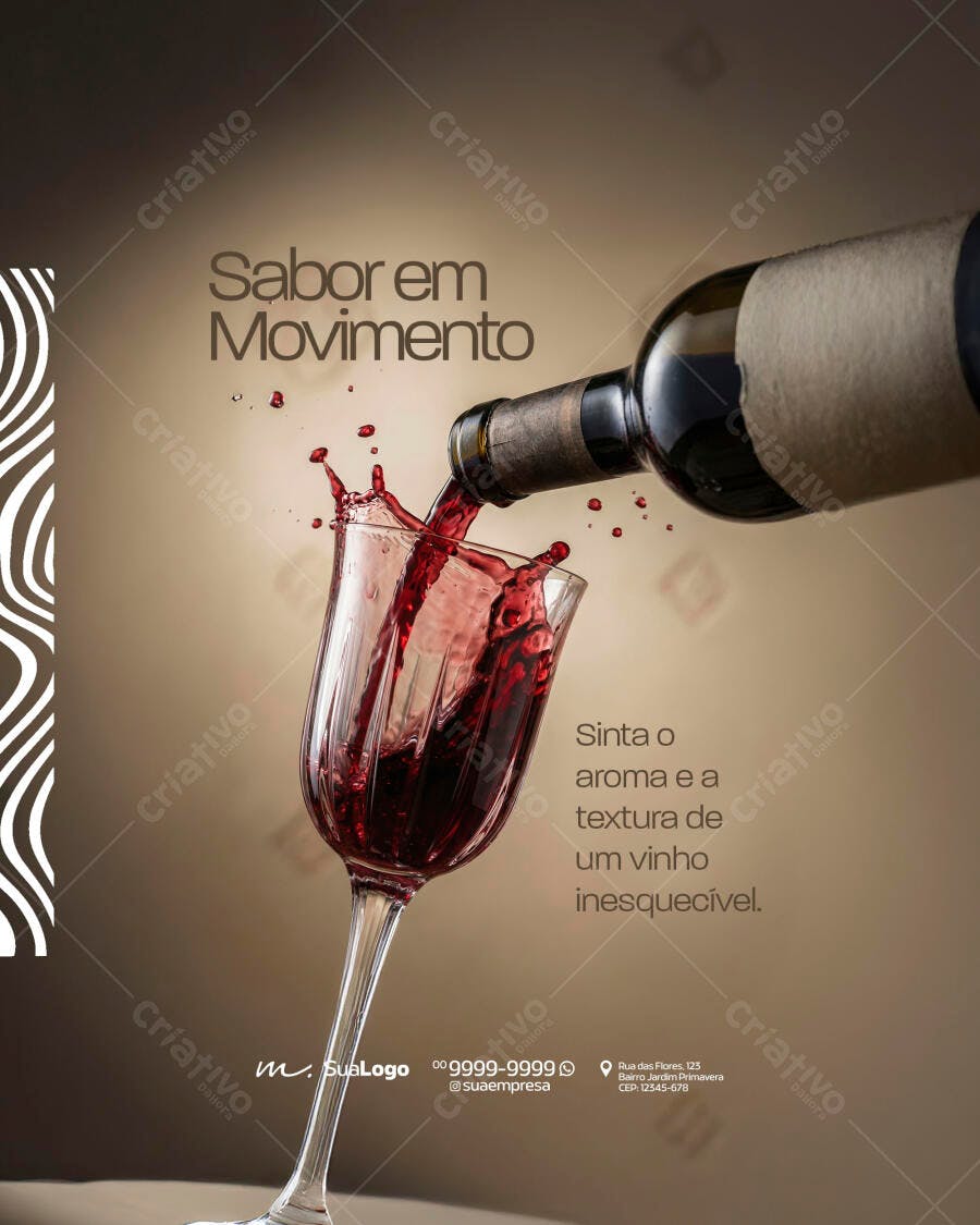 Social Media Vinho Bar Restaurante PSD Editável
