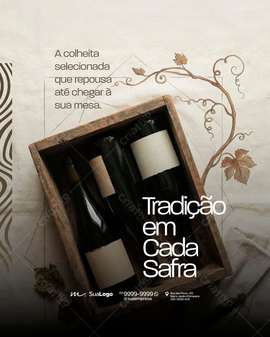Post para Vinícola Tradicional em Cada Safra PSD Editável