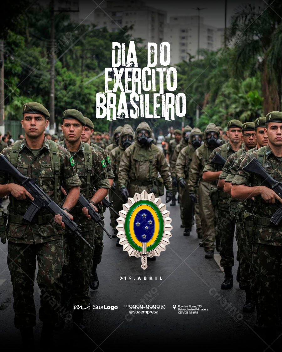 Banner Dia do Exército Brasileiro 19 de Abril PSD Editável