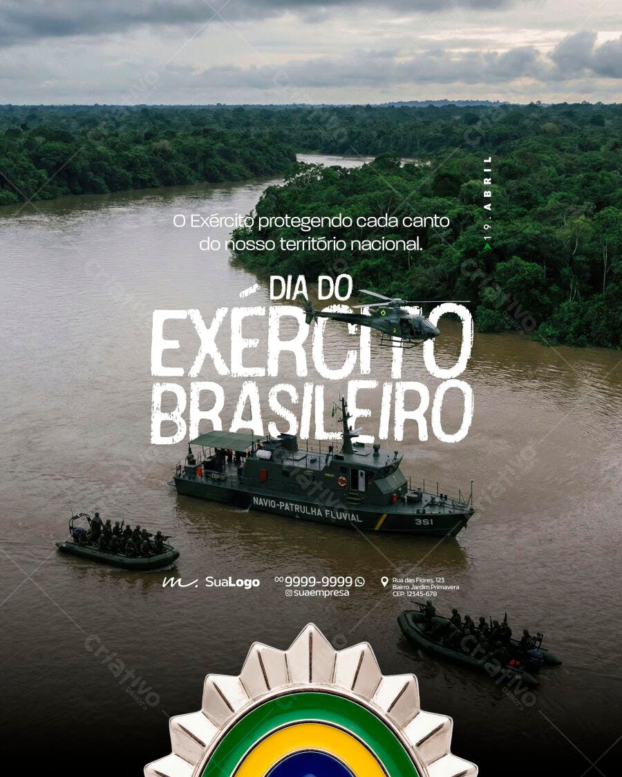 Dia do Exército Brasileiro 19 de Abril PSD Editável