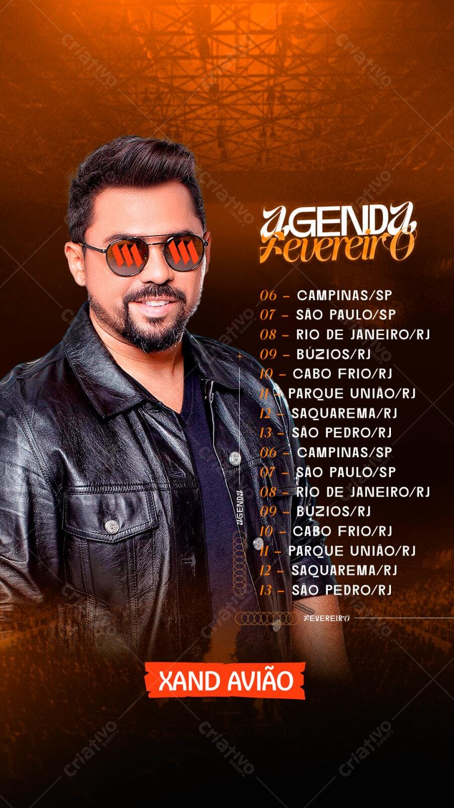Post Instagram Agenda Fevereiro Xand Avião PSD Editável