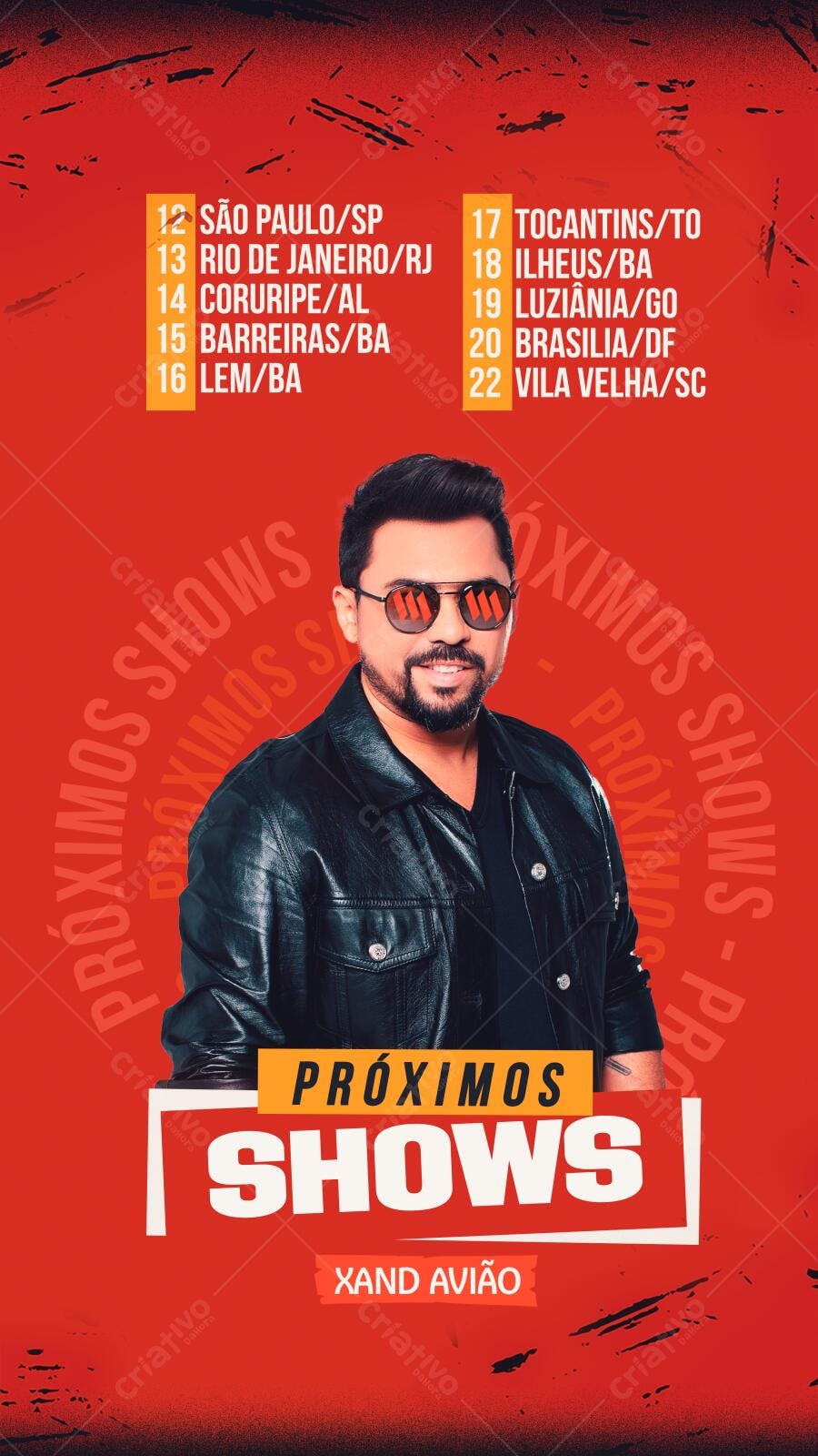 Post Instagram Próximos Shows Xand Avião PSD Editável