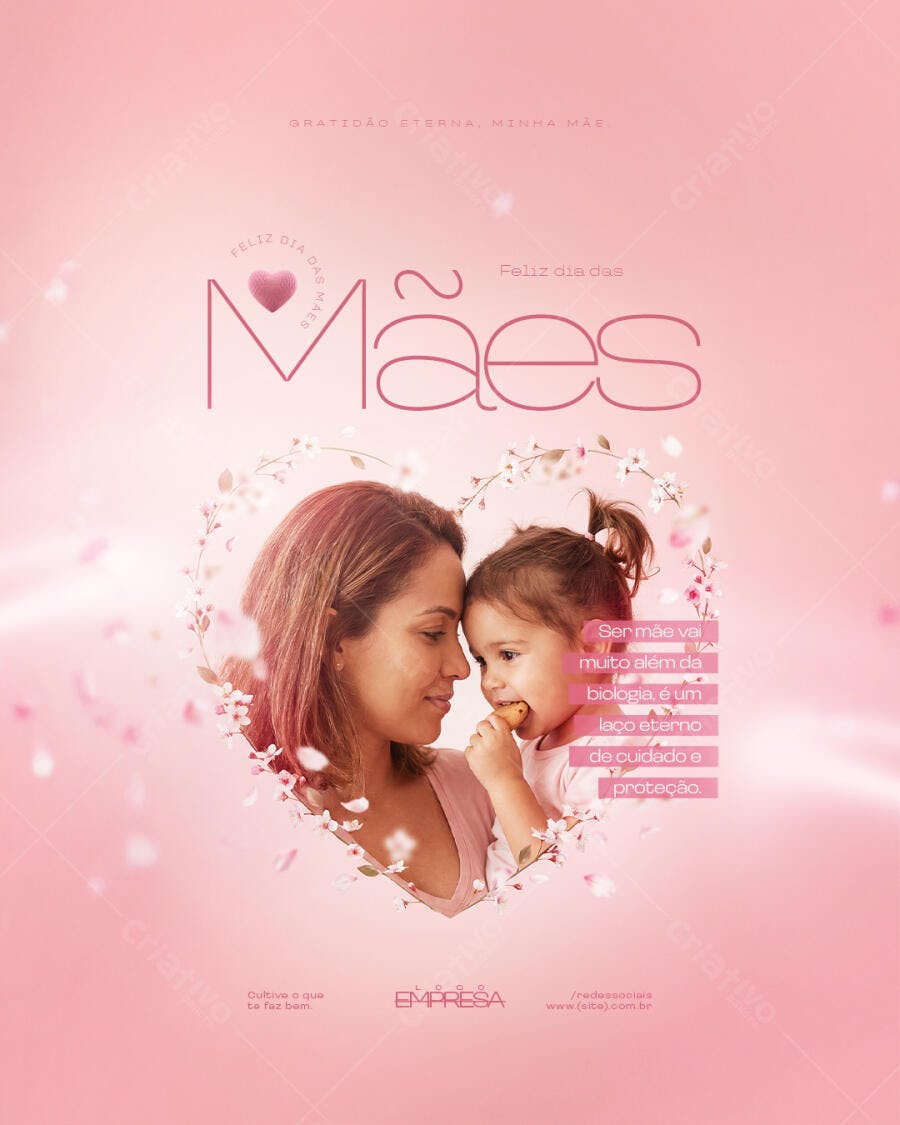Post Instagram Dia das Mães Amor Rosa PSD Editável