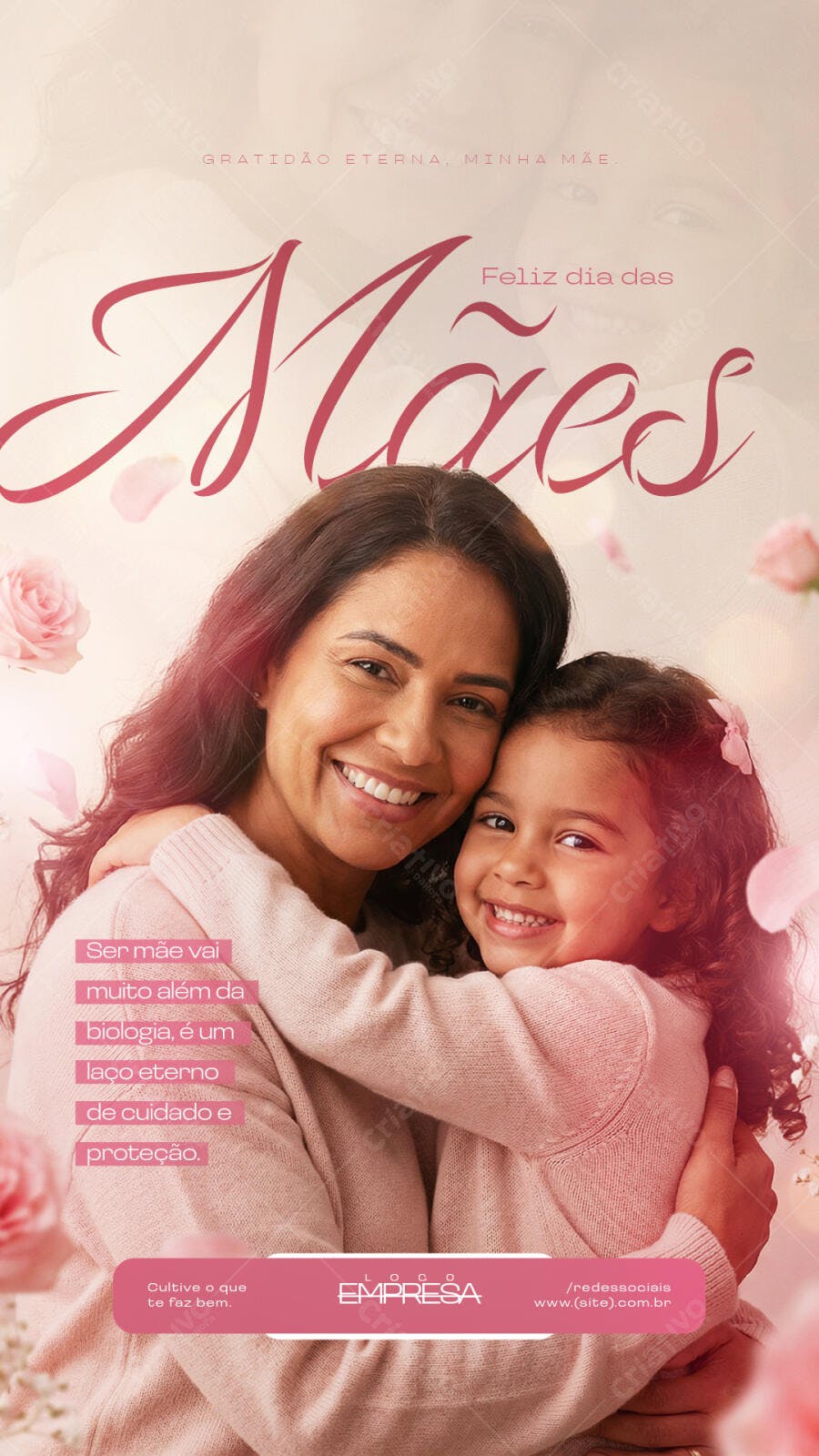 Story Dia das Mães Rosas Delicadas PSD Editável