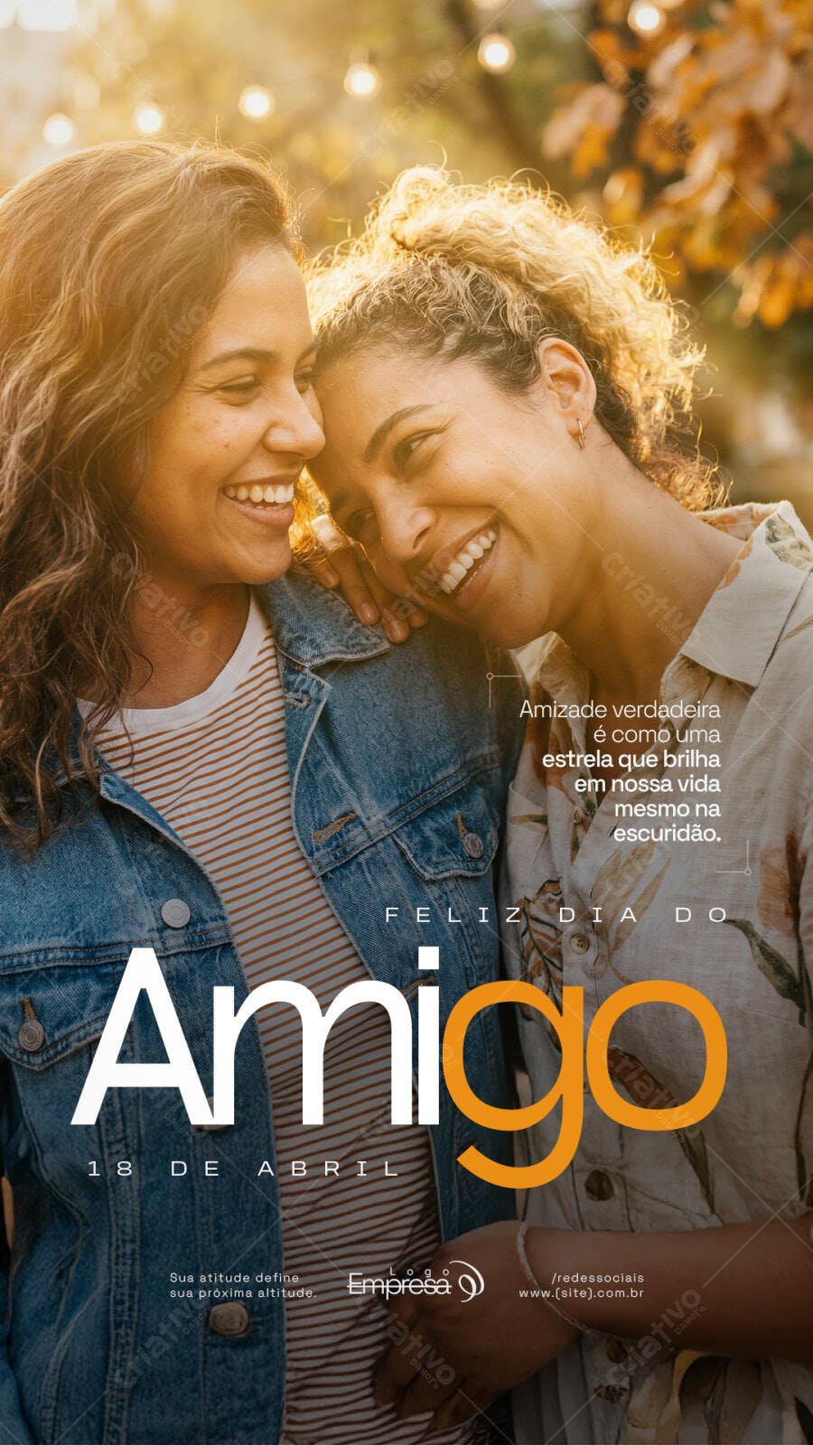 Story Instagram Dia do Amigo 18 de Abril PSD Editável