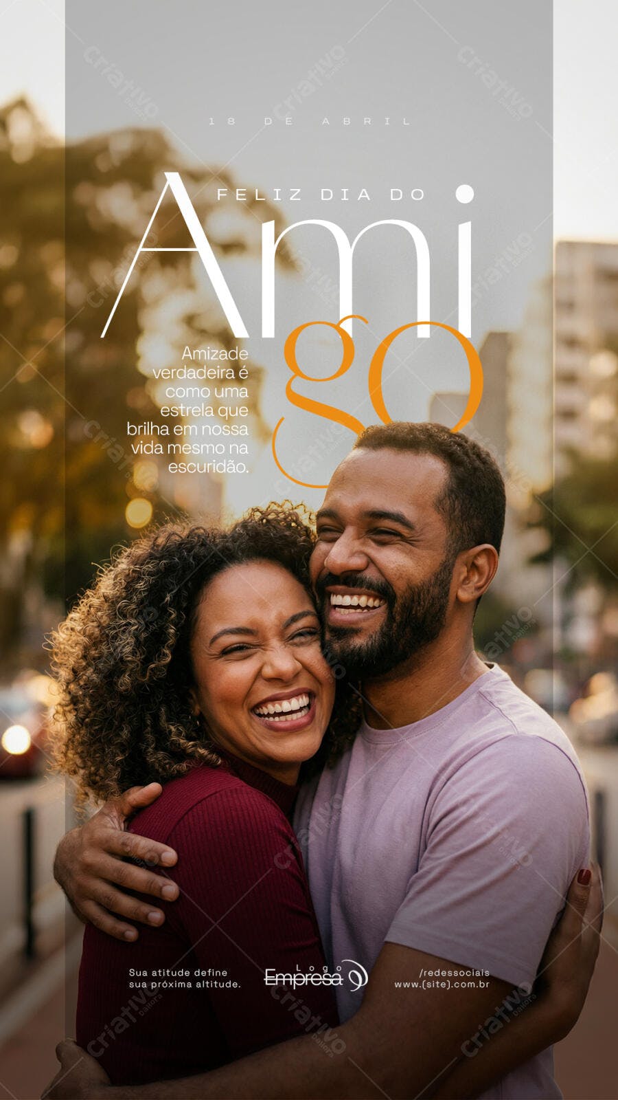 Story Dia do Amigo Julho Casal Sorrindo PSD Editável