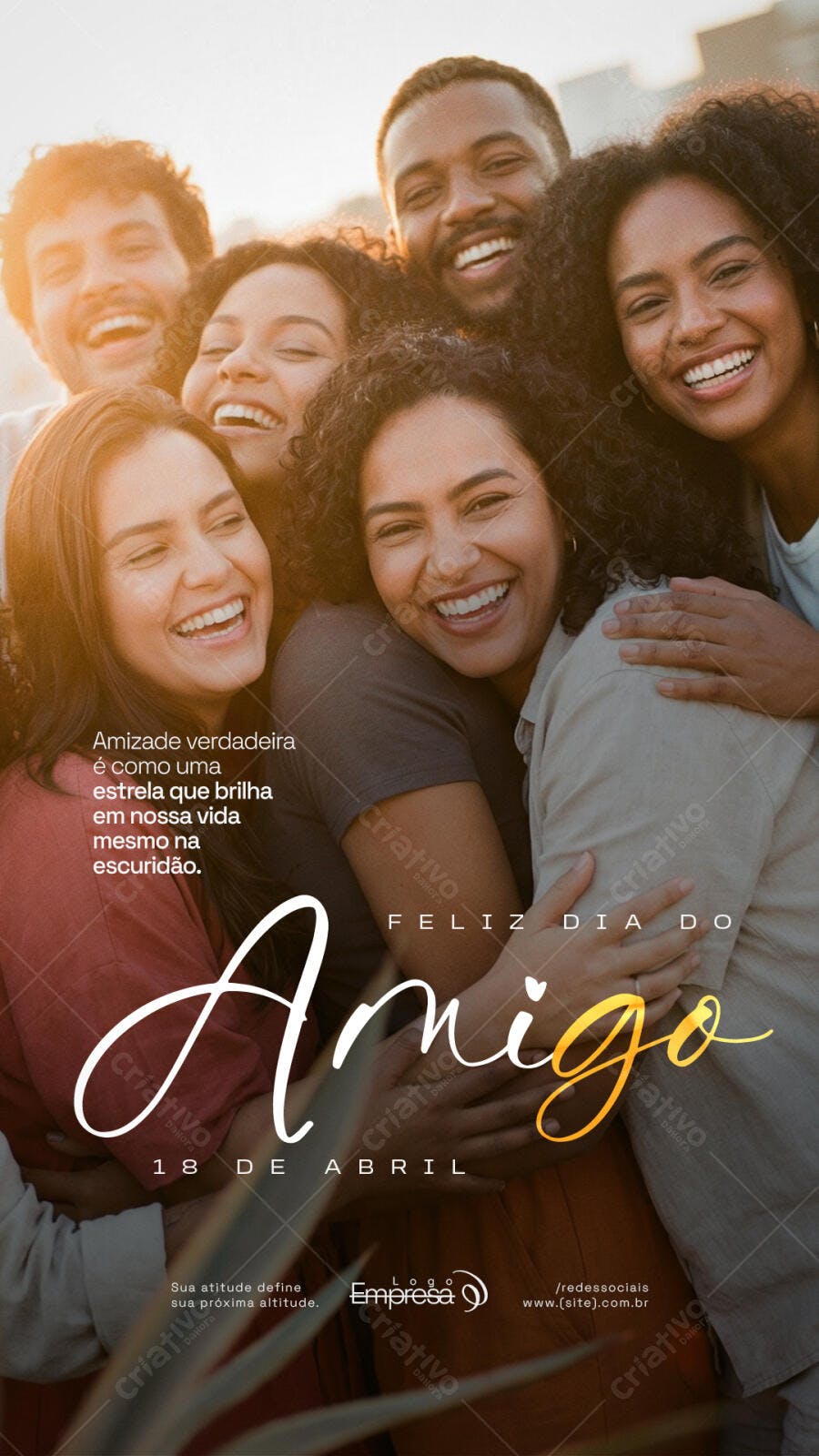 Story Instagram Dia do Amigo 18 de Abril PSD Editável