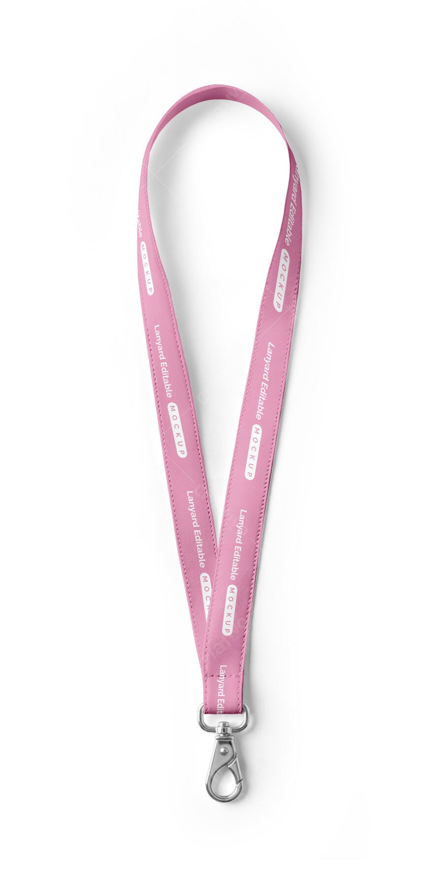 Mockup Lanyard Rosa Personalizável Fundo Branco Editável
